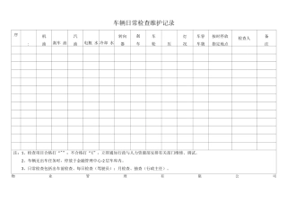 车辆日常检查维护记录