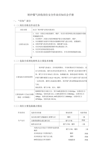 转炉煤气回收岗位