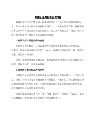 轮胎正规升级方案