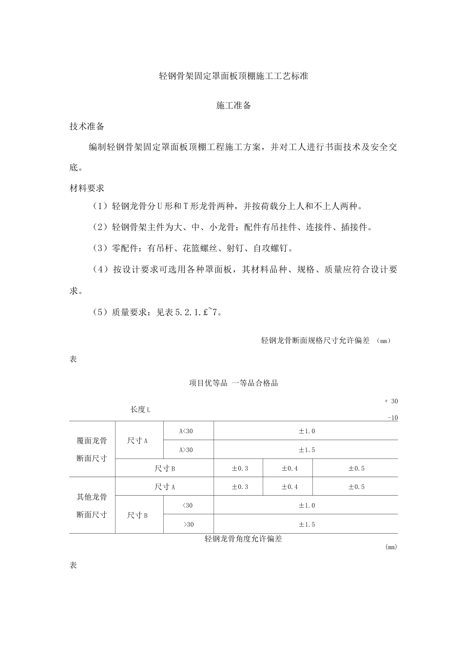 轻钢骨架固定罩面板顶棚施工工艺标准_第1页
