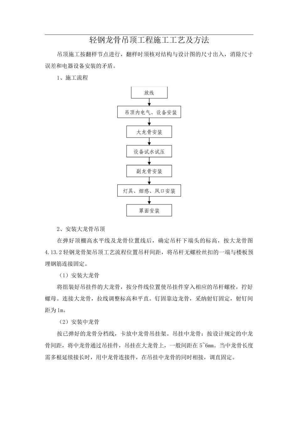 轻钢龙骨吊顶工程施工工艺及方法_第1页