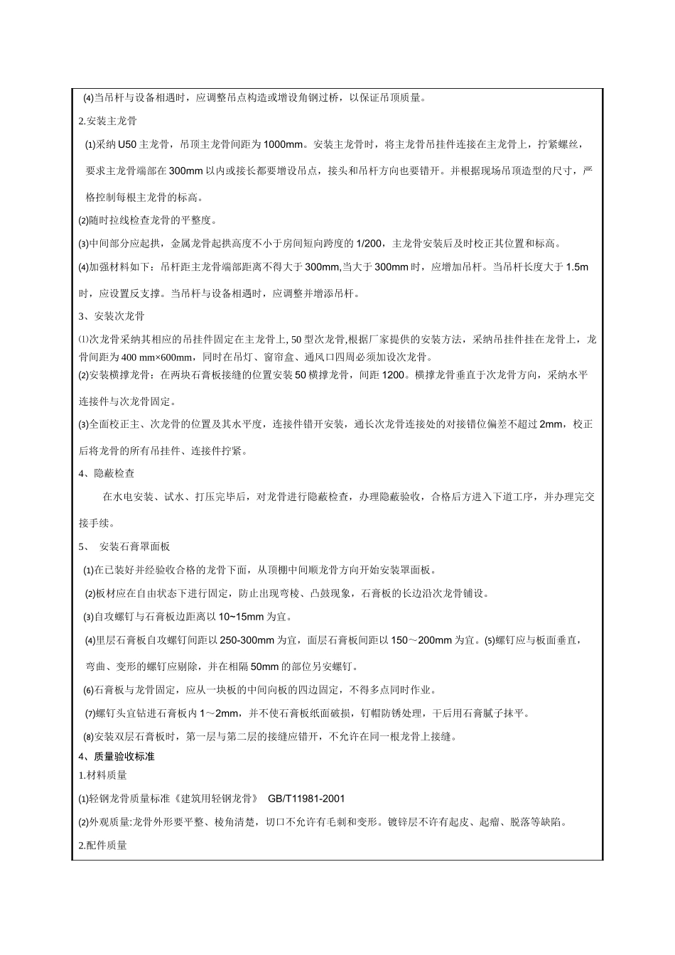 轻钢龙骨石膏板吊顶-技术交底_第2页