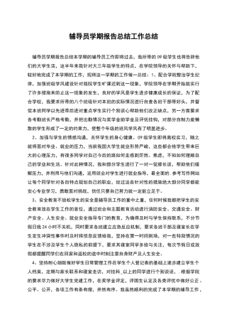 辅导员学期报告总结工作总结