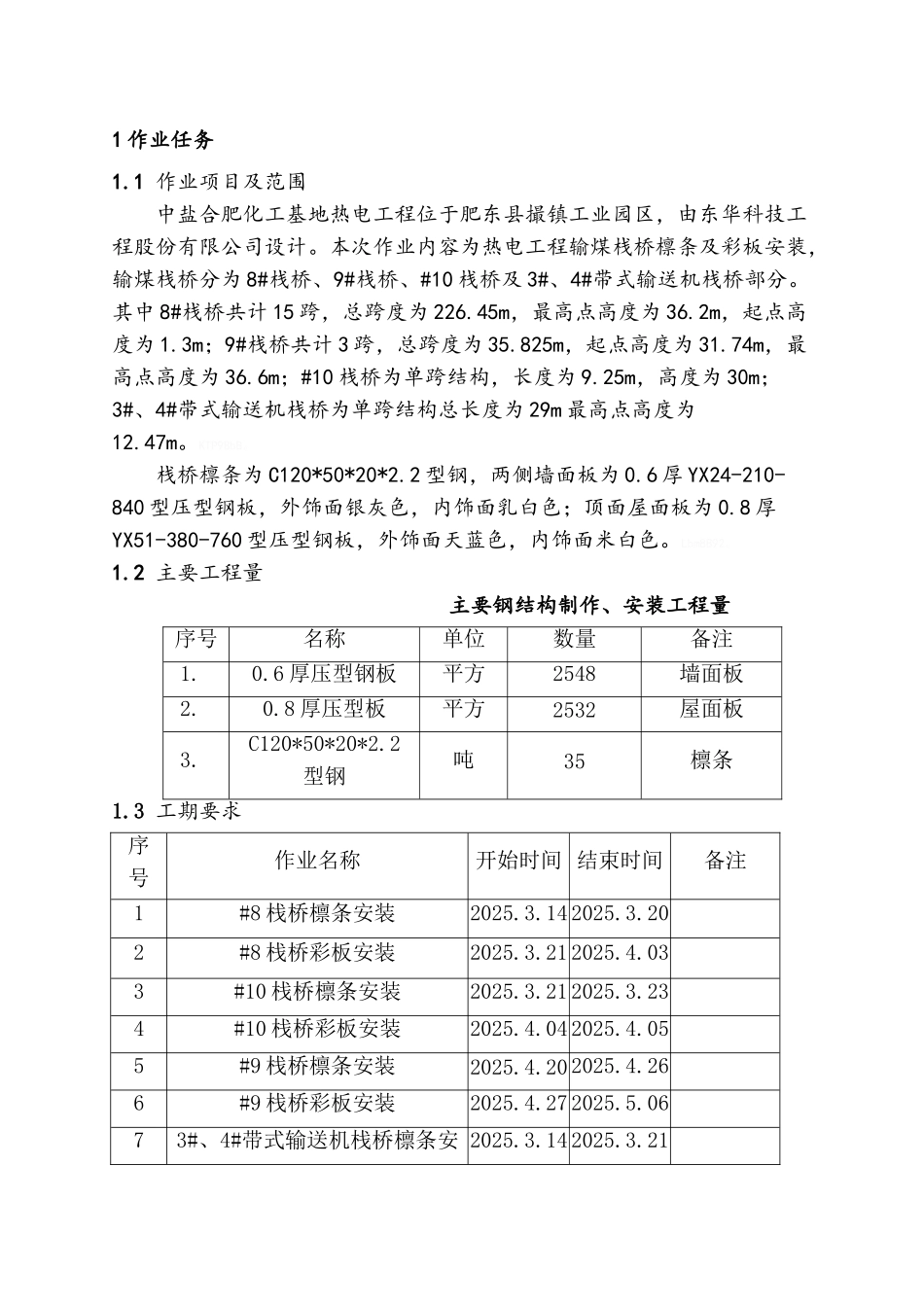 输煤栈桥钢结构彩板施工方案_第2页