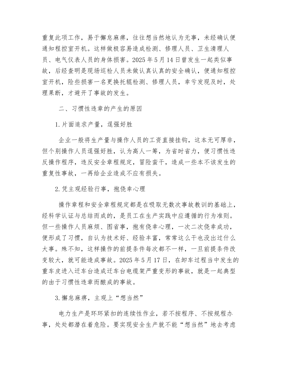 输煤作业中的习惯性违章与防范措施_第3页