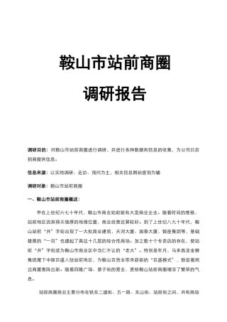 辽宁鞍山市站前商圈调研报告.docx
