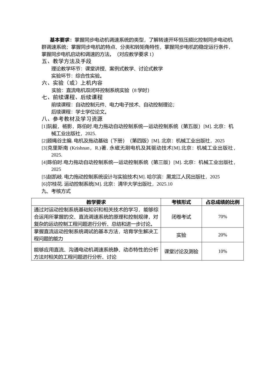 运动控制系统课程教学大纲_第3页