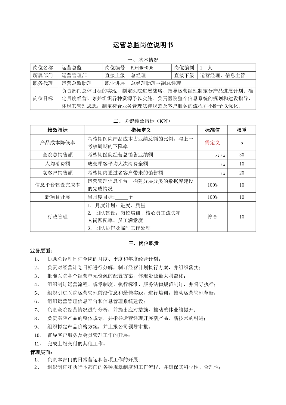 运营总监岗位说明_第1页
