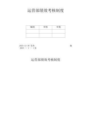 运营部绩效考核制度