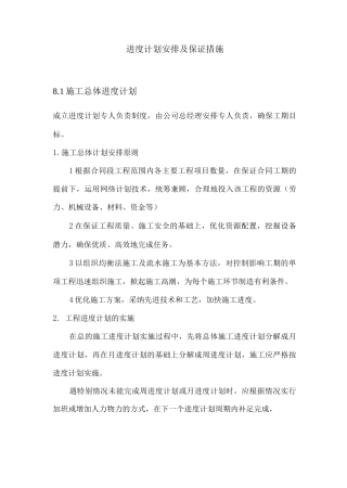 进度计划安排及保证措施