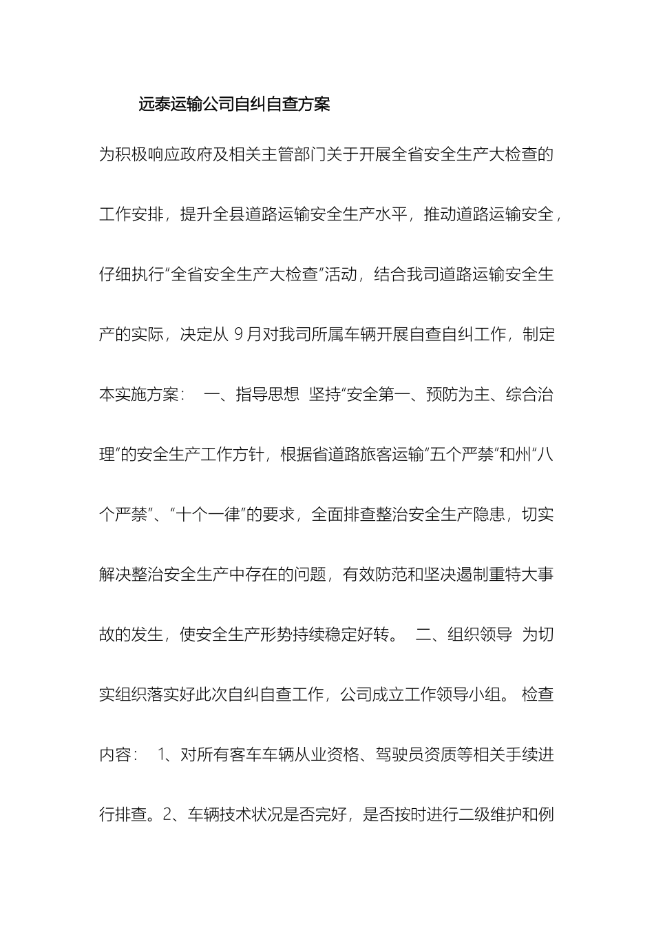 远泰运输公司自纠自查方案_第2页