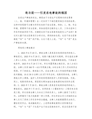违与误——引发农电事故的祸因