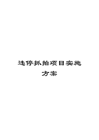 违停抓拍项目实施方案