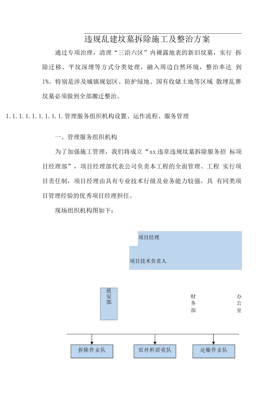 违规乱建坟墓拆除施工及整治方案_第1页