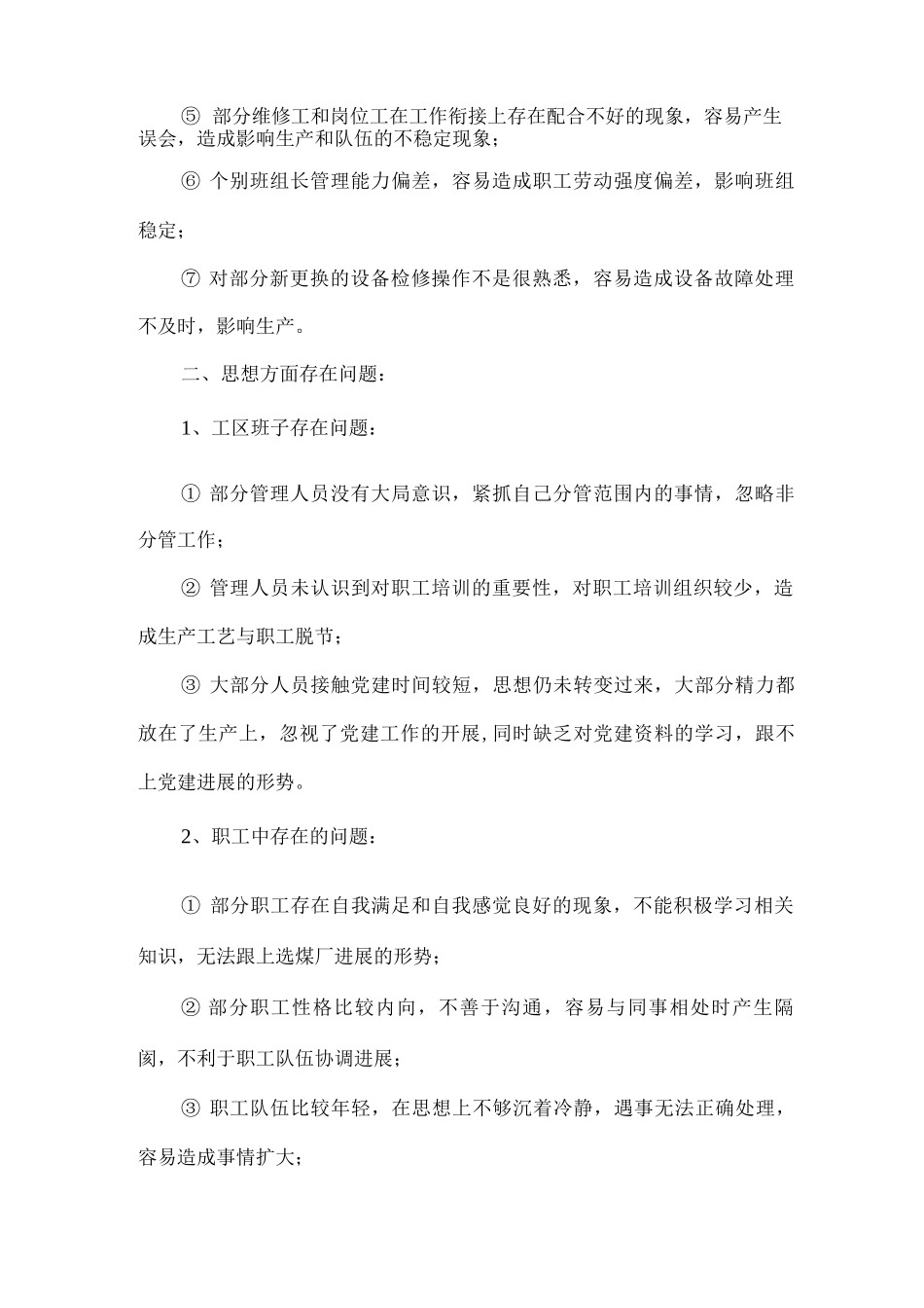 选煤厂问题查摆总结汇报_第2页