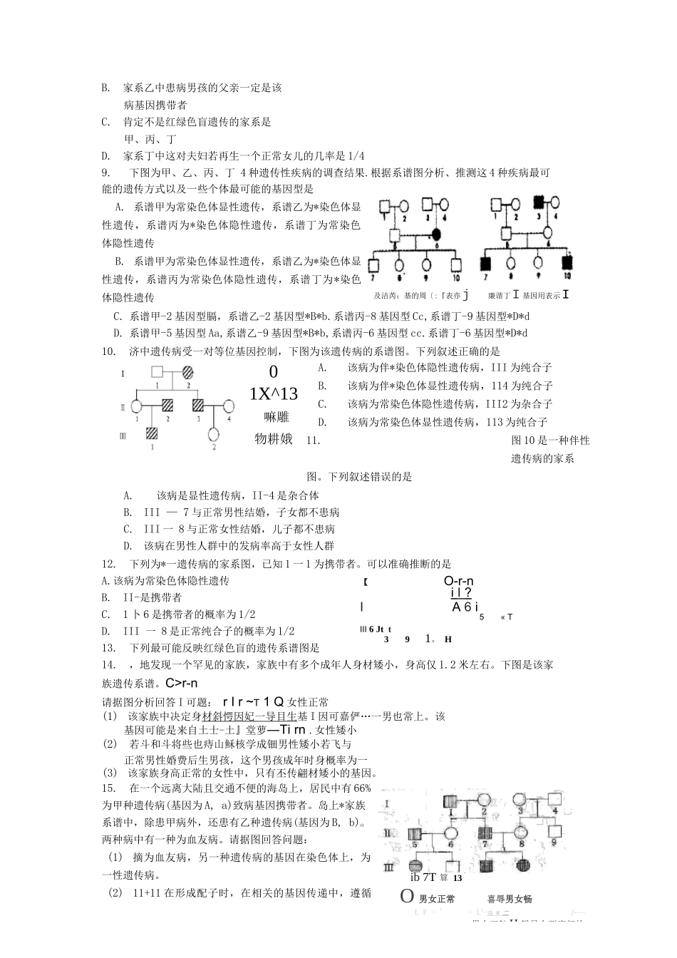 遗传图谱的特点及遗传方式的判断_第3页