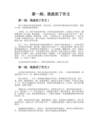 那一刻我流泪了作文