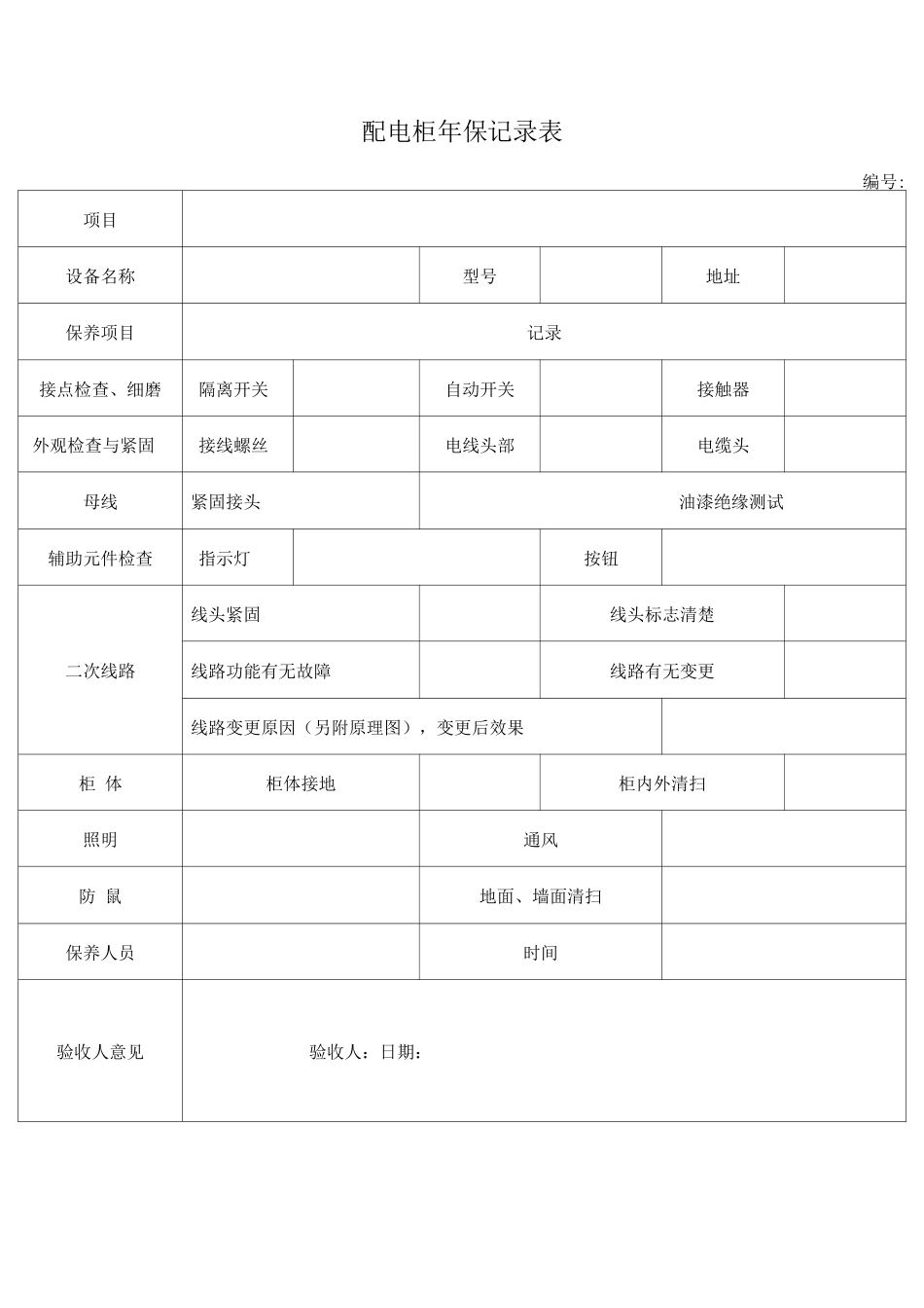 配电柜保记录表_第1页