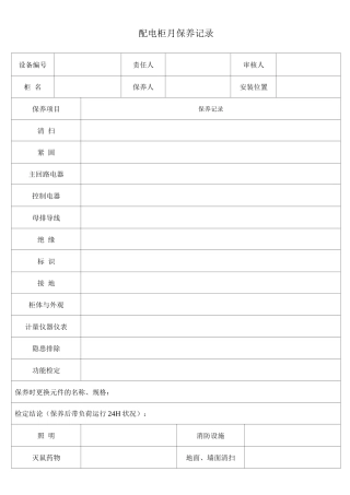 配电柜月保养记录