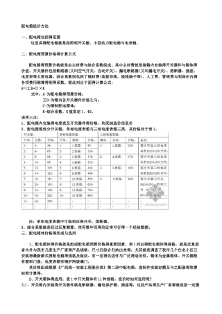配电箱组价方法