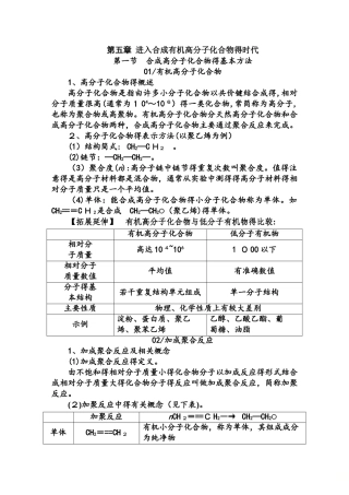 配餐5 进入合成有机高分子化合物的时代