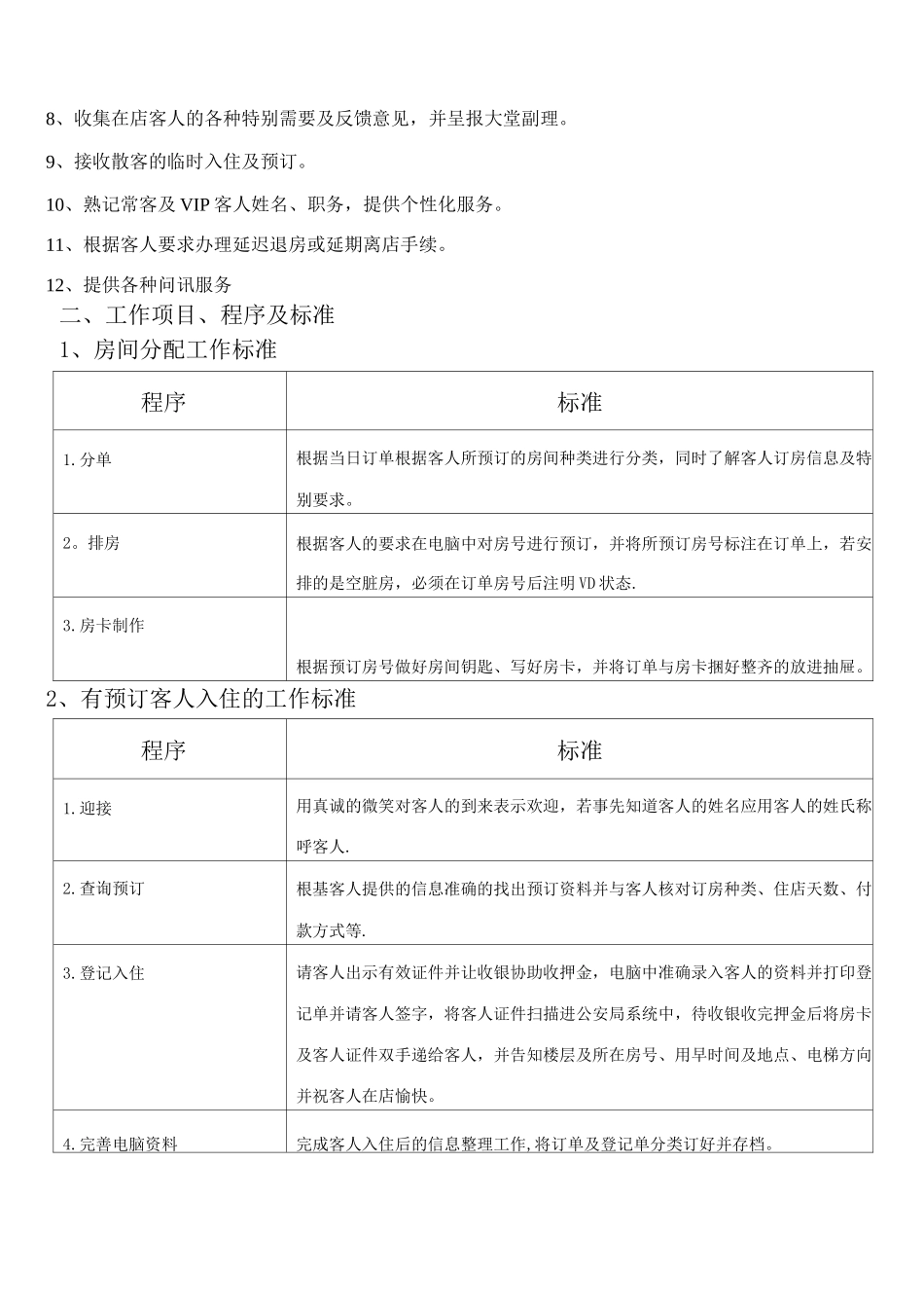 酒店前台接待岗位职责及工作流程_第3页