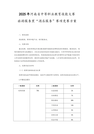 酒店技能大赛标准