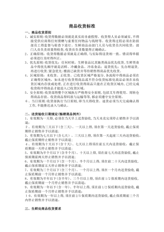 酒店食材收货标准