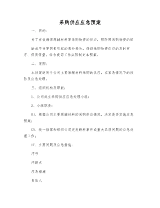 采购供应应急预案