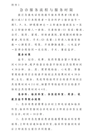 重点病种的急诊服务流程与服务时限
