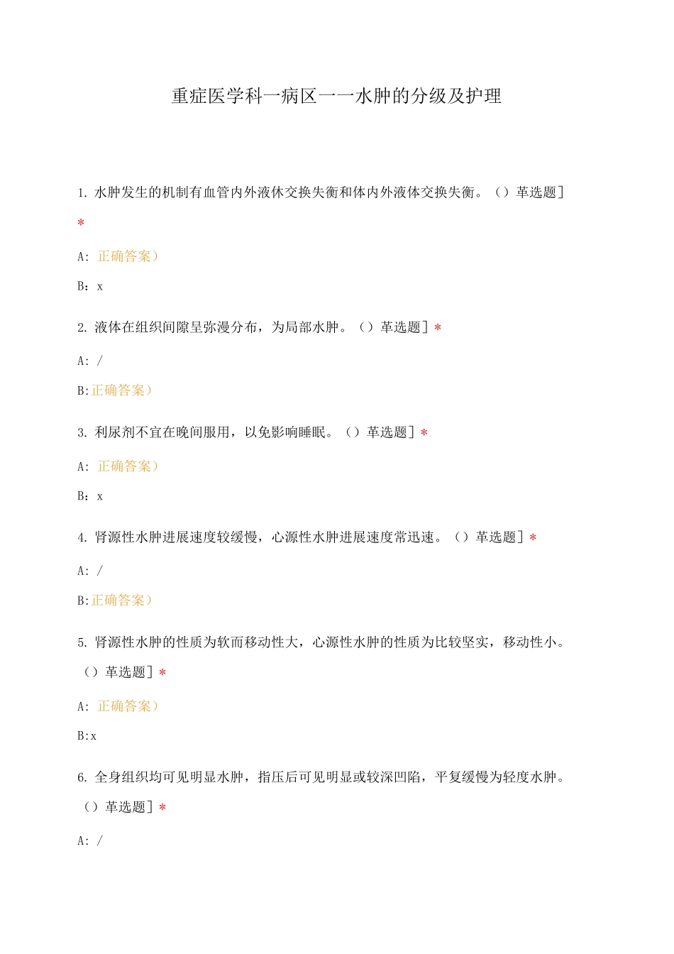 重症医学科一病区——水肿的分级及护理_第1页