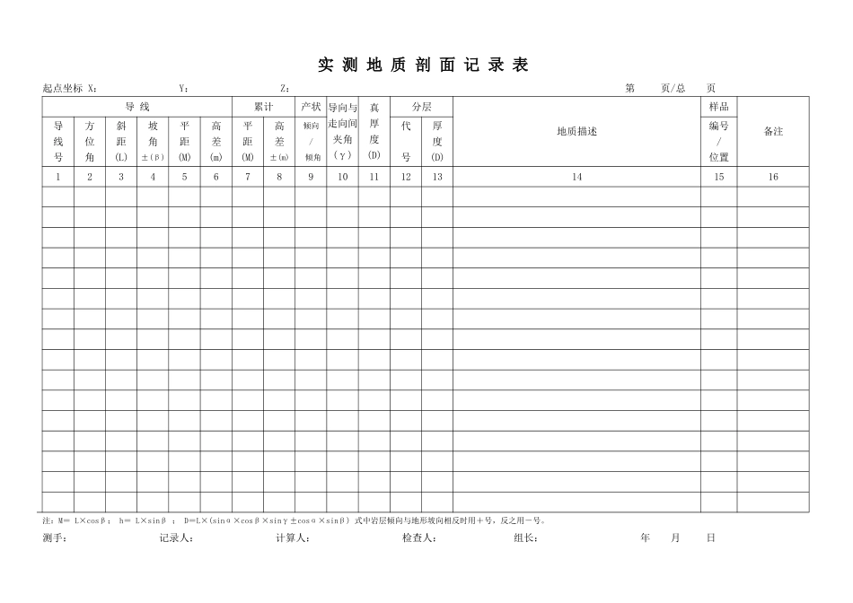 野外地质记录表大全_第1页