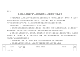 金属非金属露天矿山建设项目安全设施竣工验收表