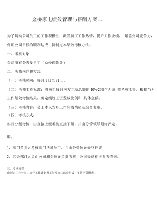 金桥家电绩效管理与薪酬方案二