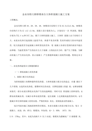 金水沟特大桥桥墩承台大体积混凝土施工方案