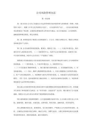 金融投资公司风险管理办法