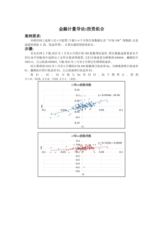 金融计量-投资组合报告