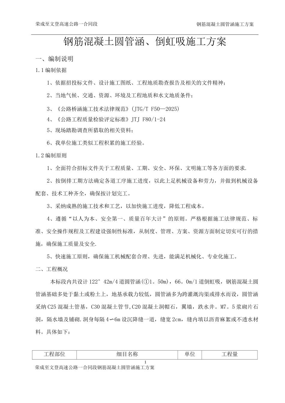 钢筋混凝土圆管涵施工方案2_第1页