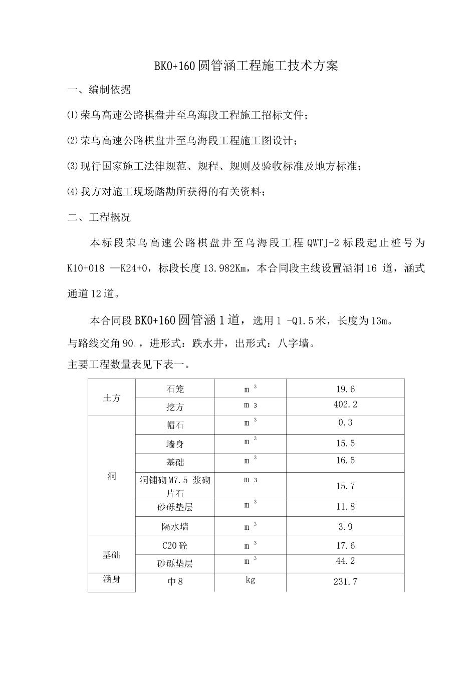钢筋混凝土圆管涵施工方案_第1页