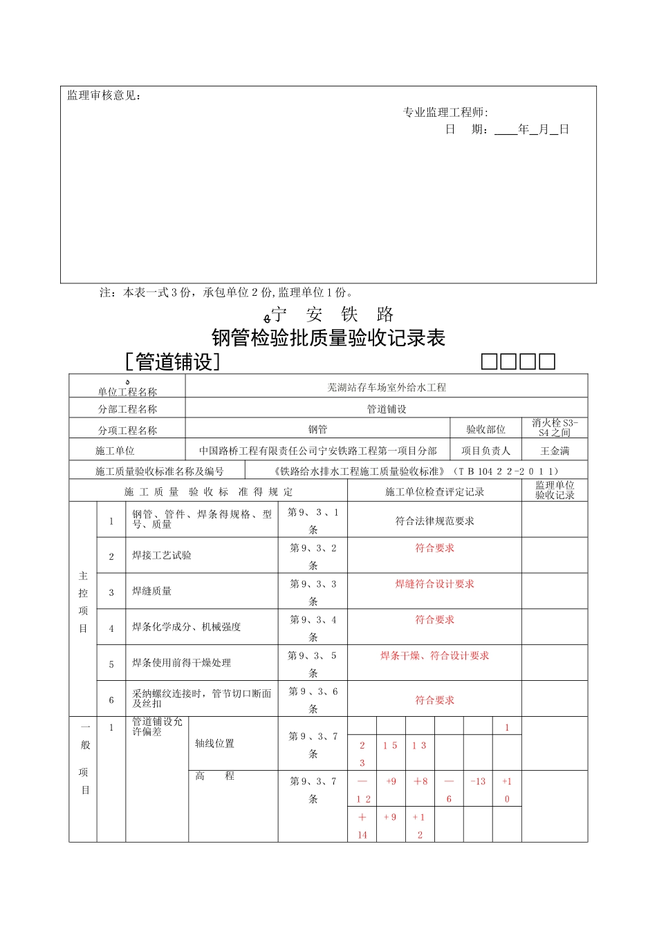 钢管检验批质量验收记录表_第2页