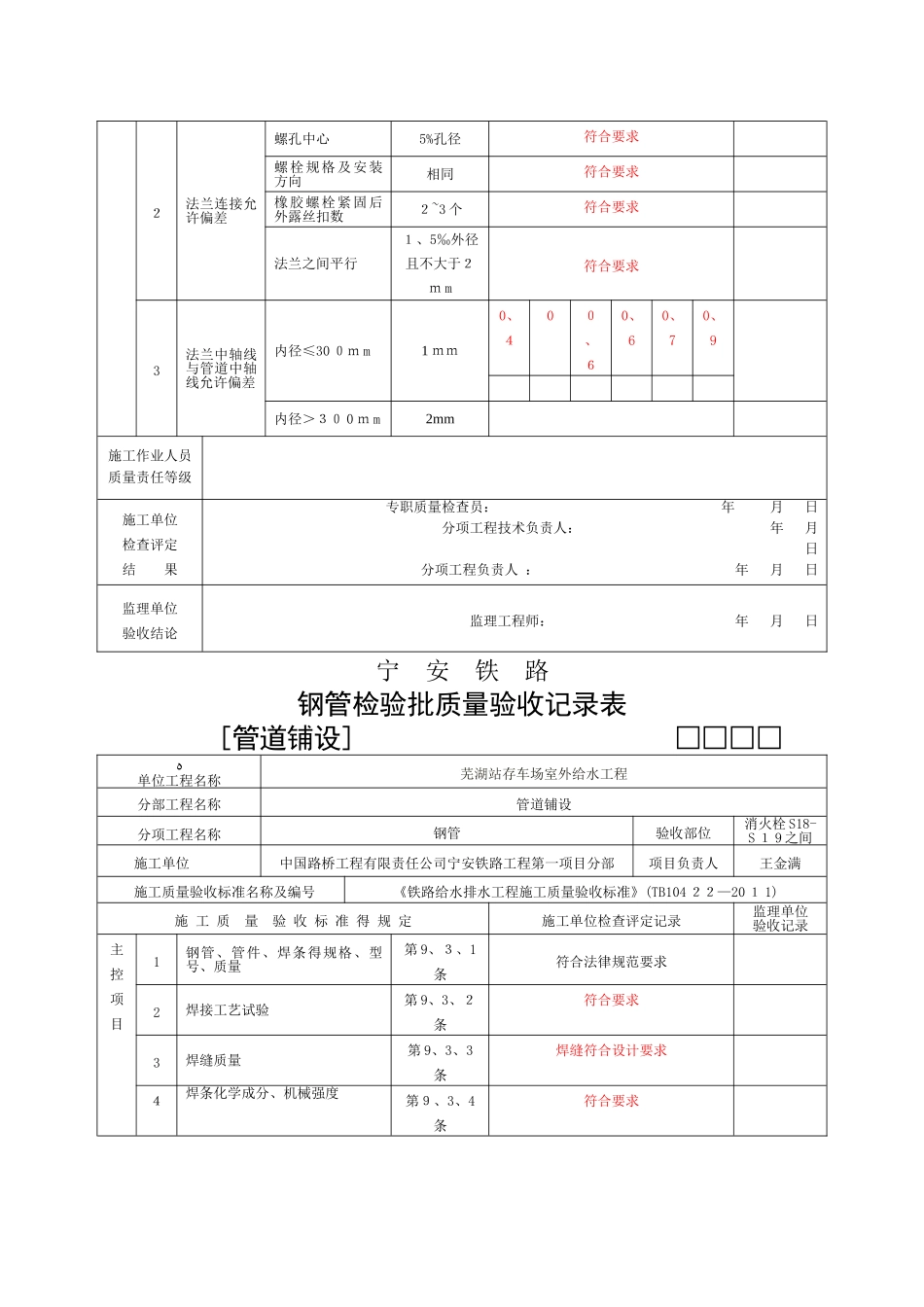 钢管检验批质量验收记录表_第3页