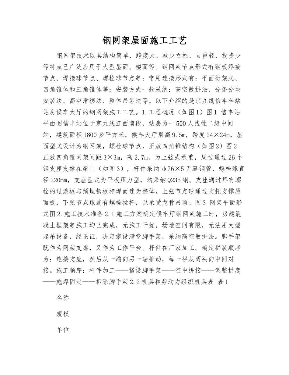 钢网架屋面施工工艺_第1页