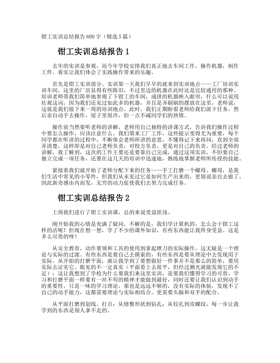 钳工实训总结报告_第1页