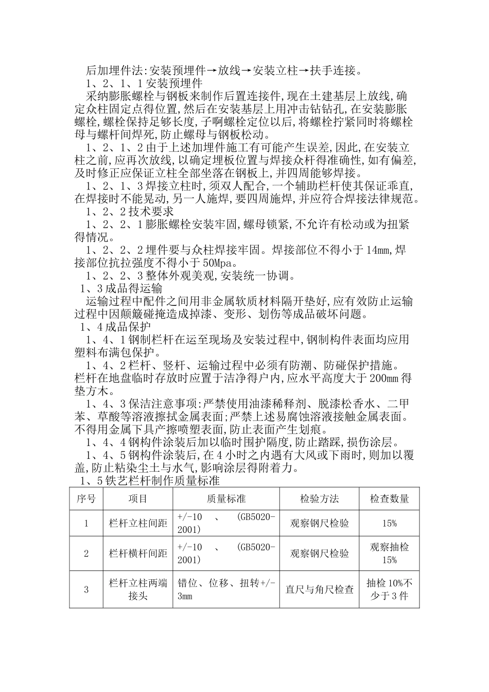 铁艺护栏施工方案和质量保证措施_第3页