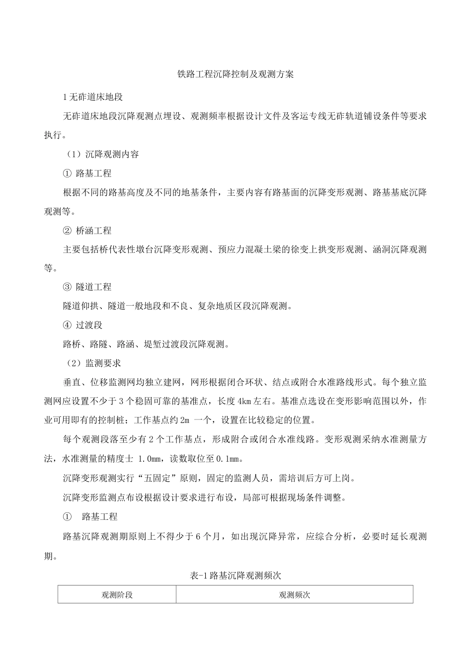 铁路工程沉降控制及观测方案_第1页