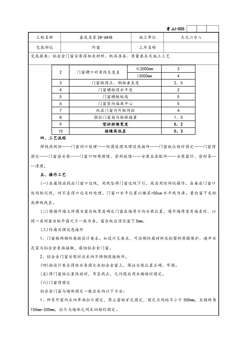 铝合金门窗安装技术交底记录文本_第3页