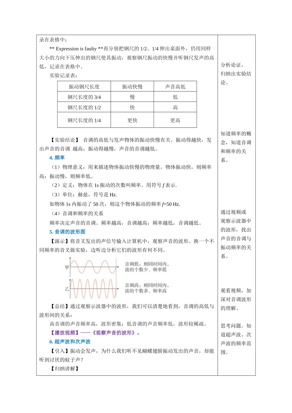  25秋人教八年级物理上册高效课堂2.2+声音的特性（教学设计）_第3页