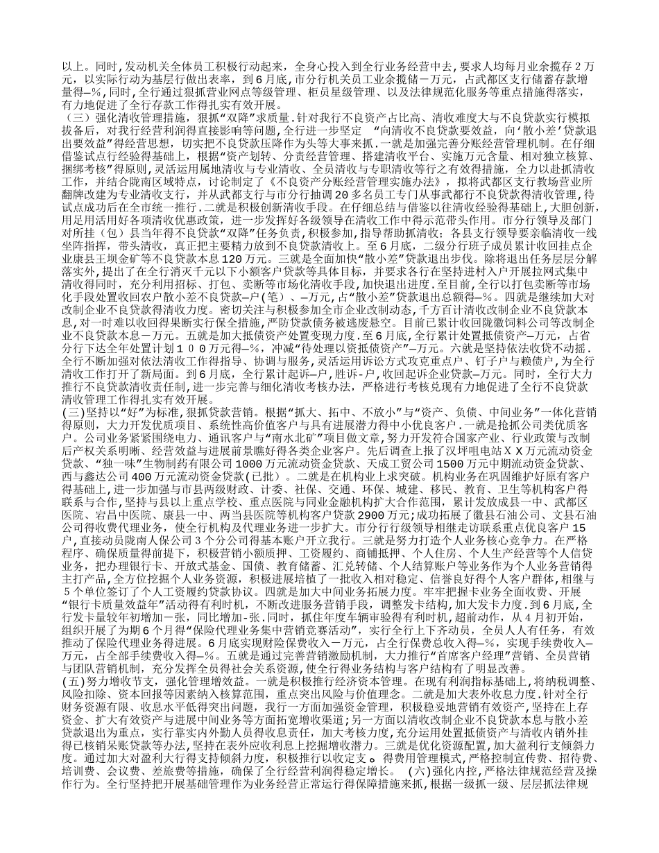 银行分行上半年工作总结_第2页