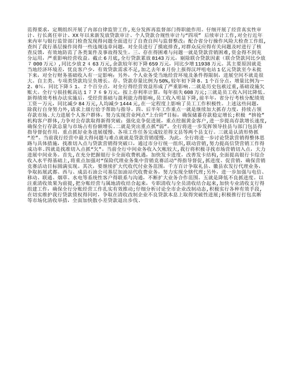 银行分行上半年工作总结_第3页