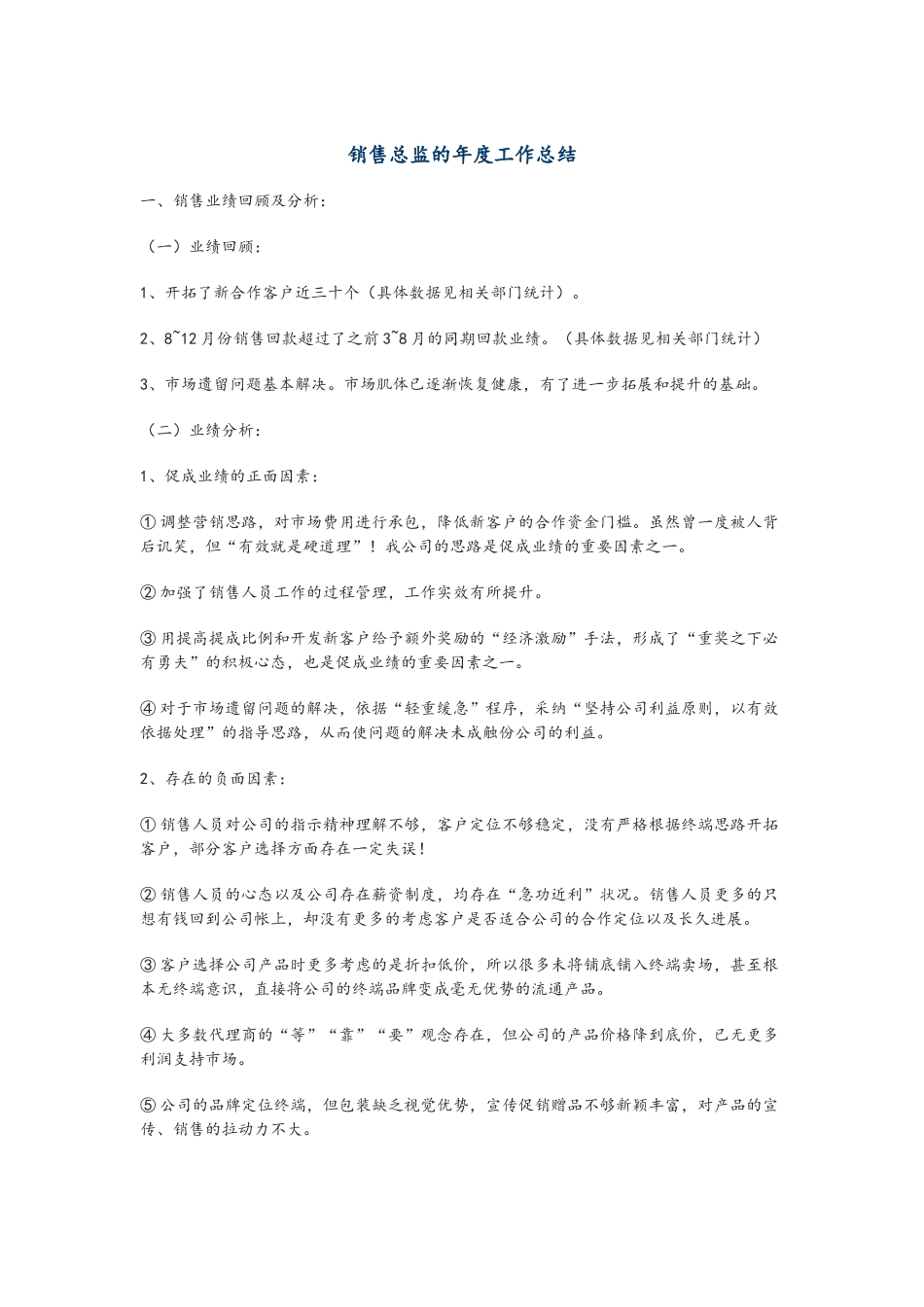 销售总监的年度工作总结_第1页